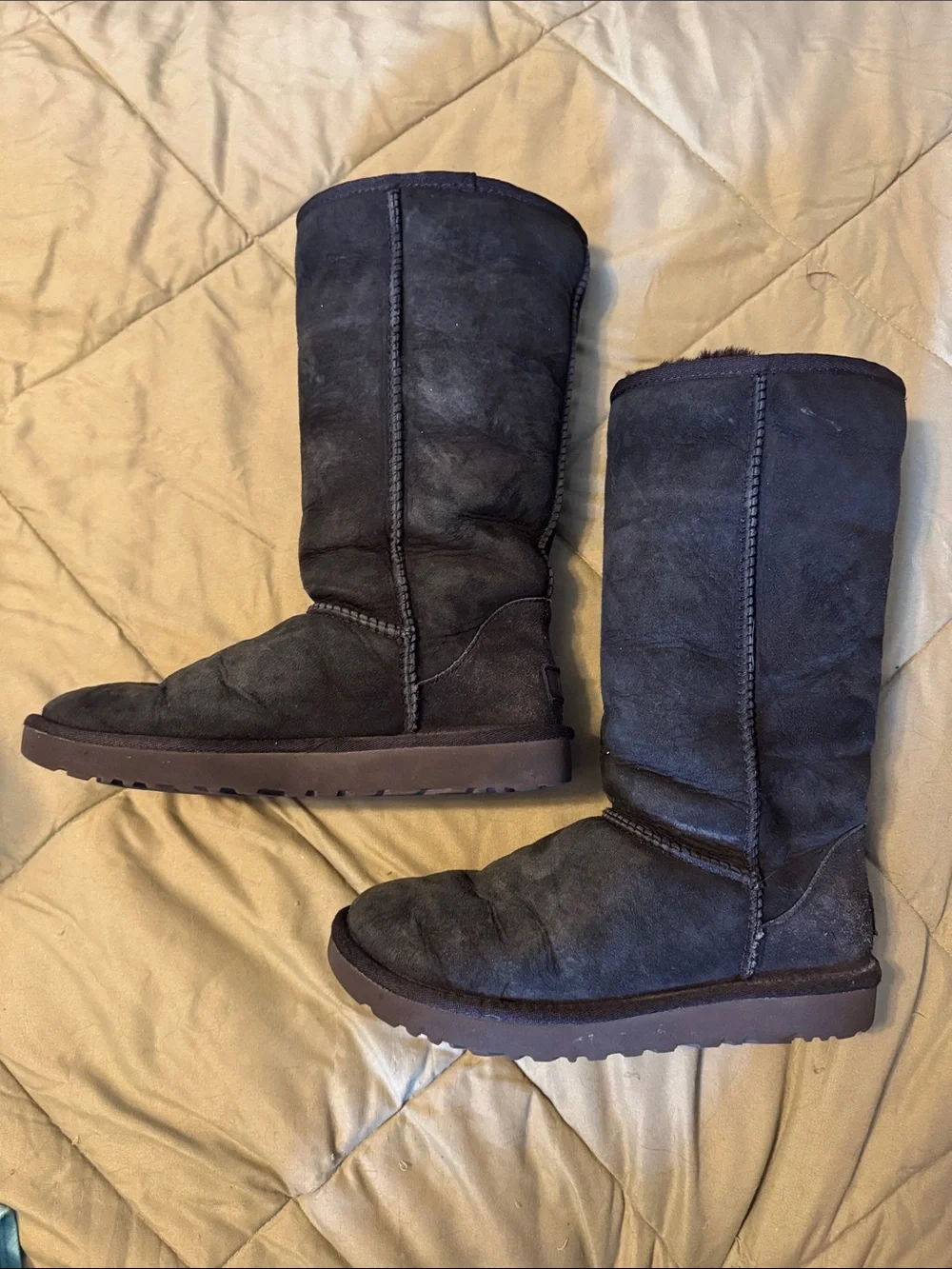 UGG Women's Tall Suede Shearling Boots in Black